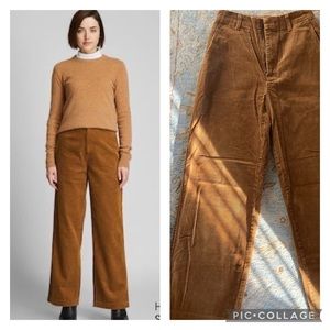 Uniqlo High-Waisted Corduroy Wide Straight Pants 0 Brown Tan